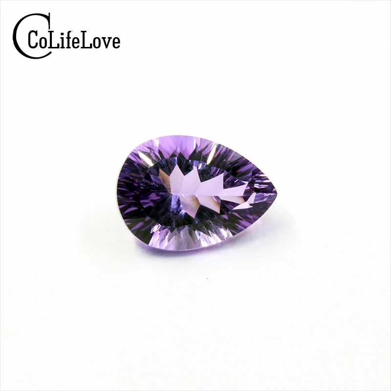 Brilliant amethyst loose stone 100% natural amethyst gemstone for pendant 10 mm * 14 mm * 7 mm 5.3 ct pear cut amethyst