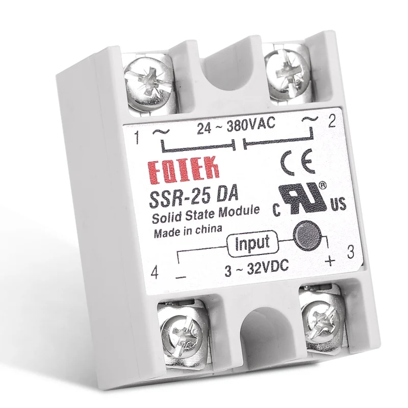 DC-AC 25A Solid State Relay Single Phase SSR Relay Module 12V DC to 220V AC SSR-25DA