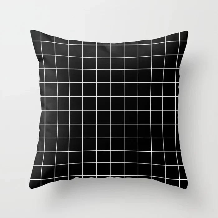 

Top Fashion Grid Simple Line Black Minimalist Cool Square Vintage Special Cover Zipper Throw Pillowcase Unique Pillow Sham