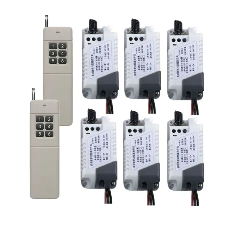 

Learning code AC220V 6CH 2pcs Transmitter with Receiver RF Wireless Remote Control Switch teleswitch