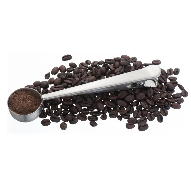 Supreme Quality Stainless Steel Ground Coffee Measuring Spoon/Scoop with Bag Clip (00235)