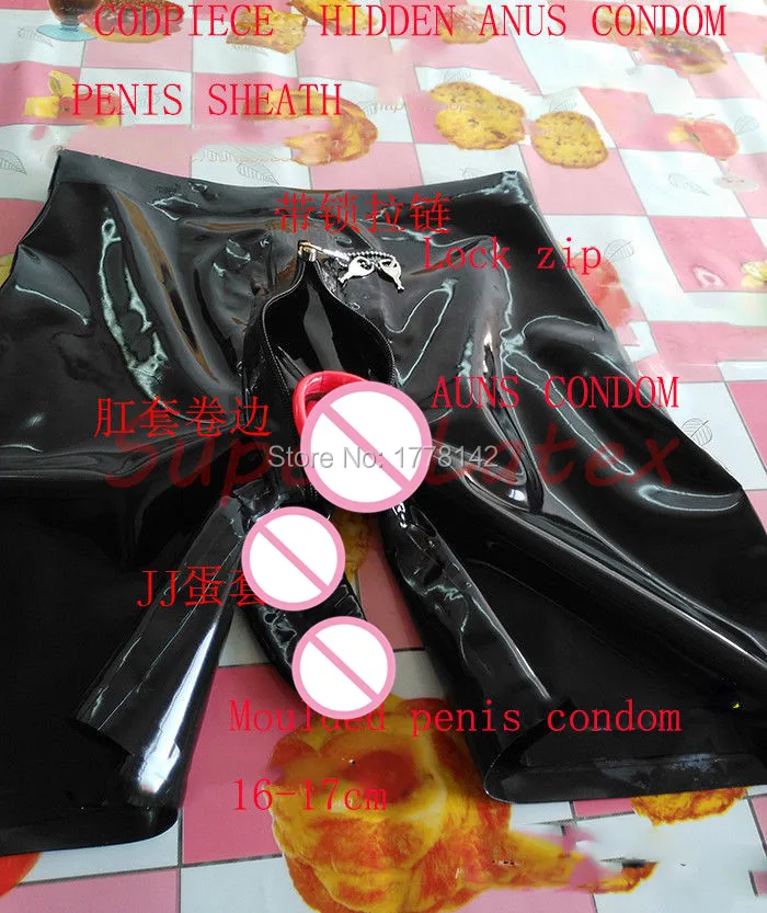 

Latex Underwear With Lock Zip Codpiece Hidden Two Condom Customized