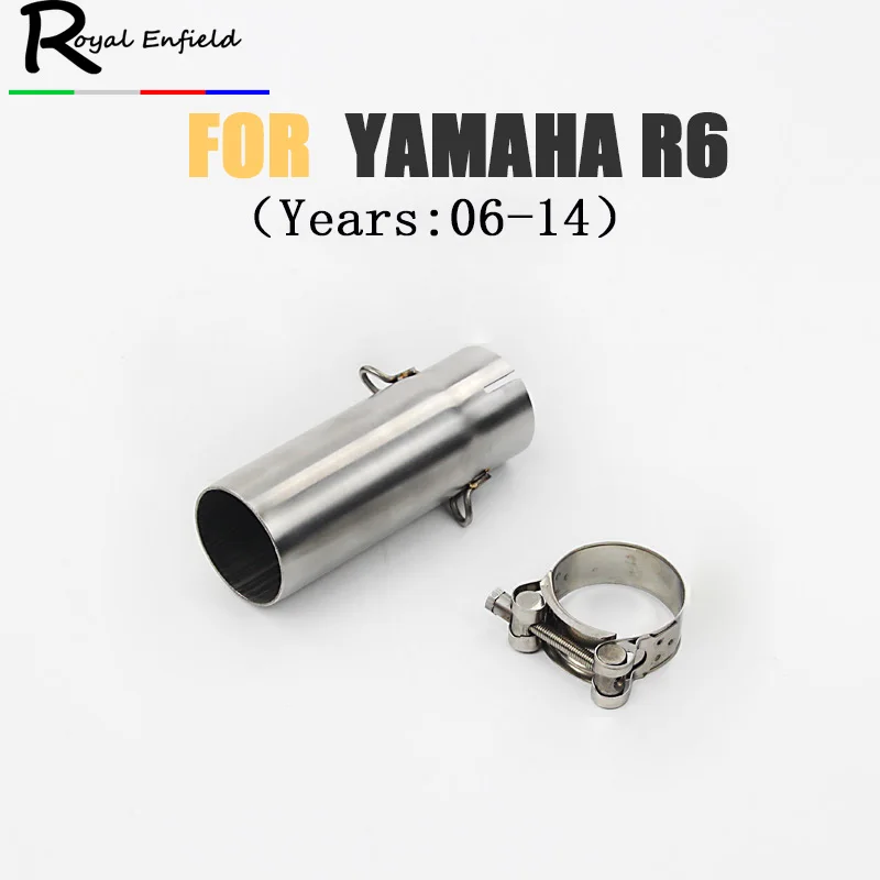 YZF R6 51mm Motorcycle Exhaust Muffler Middle Link Pipe Underbody Adapter Connector for Yamaha R6 2006 2007 2008 2009 2010-2014