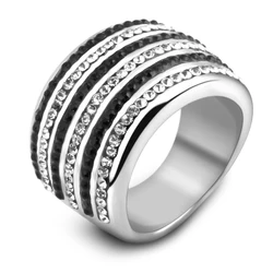 Fashion Women Finger Crystal Ring Austrian Wedding Rings For women 316L Stainless Steel  With Austrian Crystal Stellux