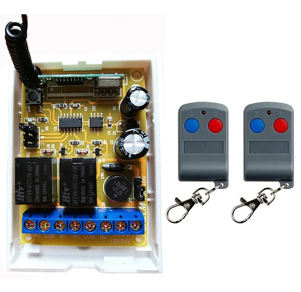 RF 리모컨 스위치 시스템 송신기 및 리시버 2ch 릴레이, 스마트 홈 Z-웨이브, 램프, 창문, 차고 문, DC12V DC24V