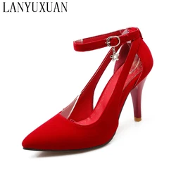 Shoes Woman 2017 New Arrival Wedding ladies high heel shoes Fashion Sweet Dress pointed toe Women Shoes Pumps Big size 28-54 E-1