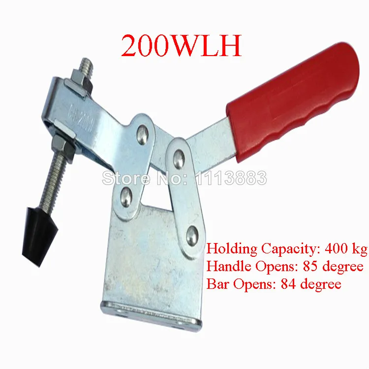 

2PCS 400KG 882LBS Horizontal Type Toggle Clamp 200WLH Nonslip Handle U Bar Flanged Base