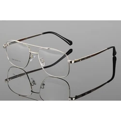 Retro Men's Metal Big Frame Pilot Glasses Double beam Goggle Transparent glasses Frame Clear glass Spectacles Eyeglass frames H5