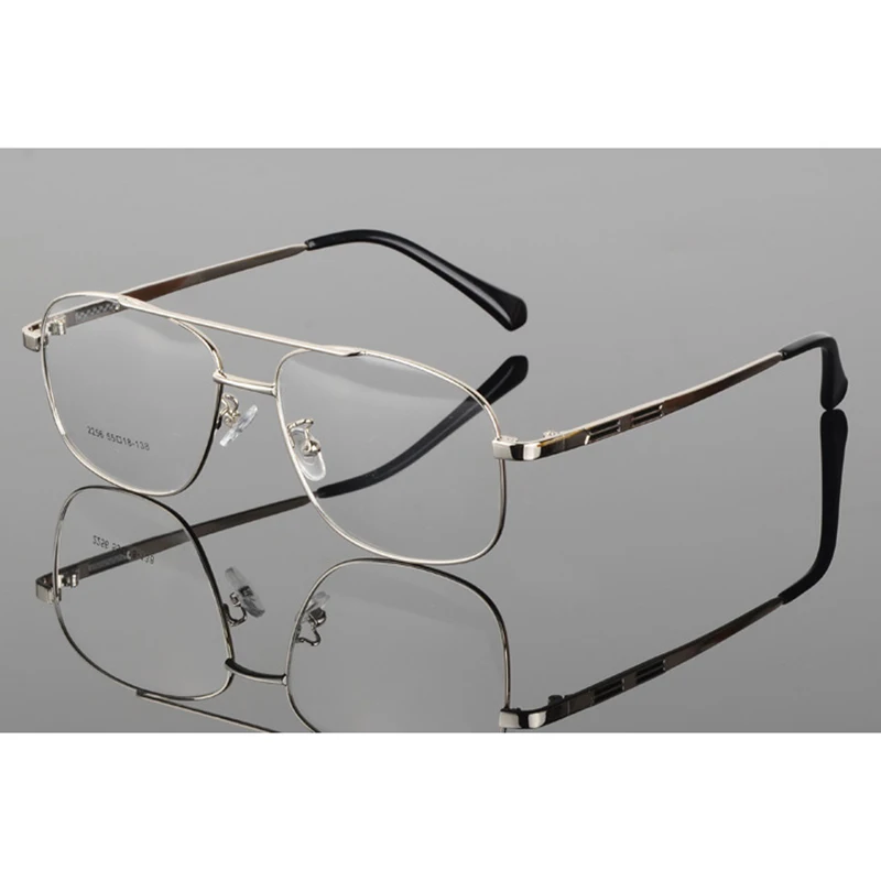 Retro męskie metalowe duże oprawki okulary pilotki podwójna wiązka gogle przezroczyste okulary ramka przezroczyste szklane okulary oprawki do okularów H5