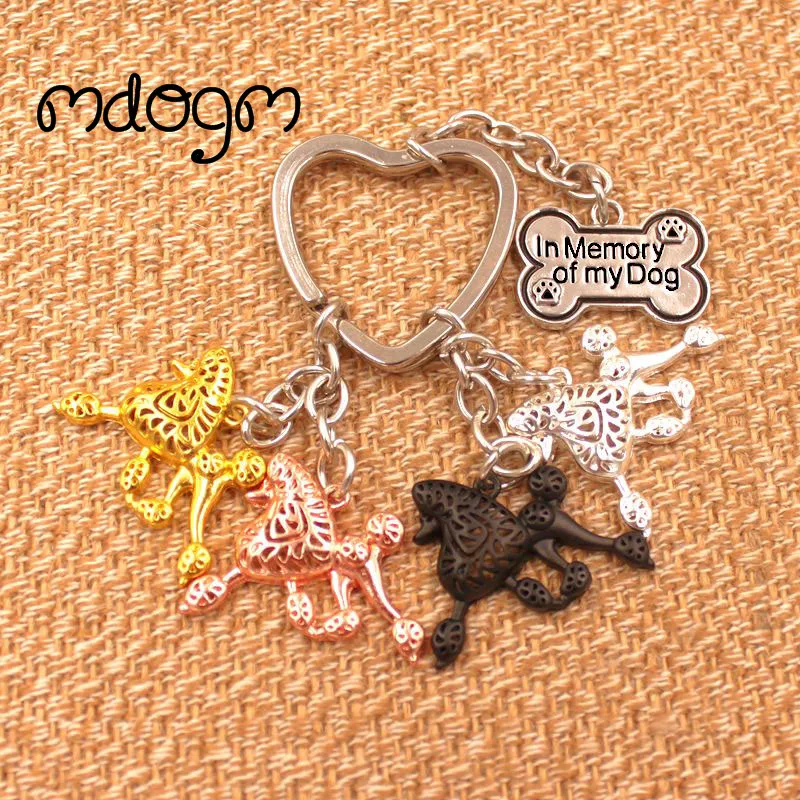 Cute Poodle Dog Animal Gold Silver Plated Metal Pendant Keychain For Bag Car Women Men Key Ring Love Jewelry K012