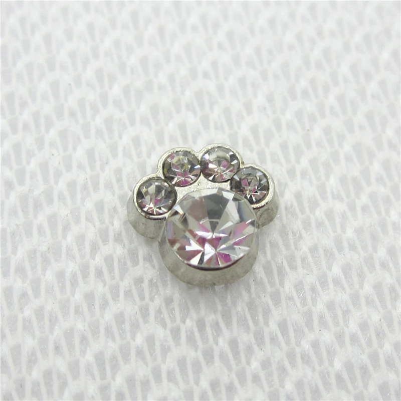 

20pcs/lot Hot selling crystal birthstone dog paw Floating Charms Living Glass Memory Lockets Charm DIY Jewelry charms