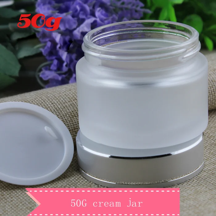 wholesale 50g frosted glass jars, 50ml frost cream jars, skin care cream bottles, 1.7 fl oz cosmetic containers