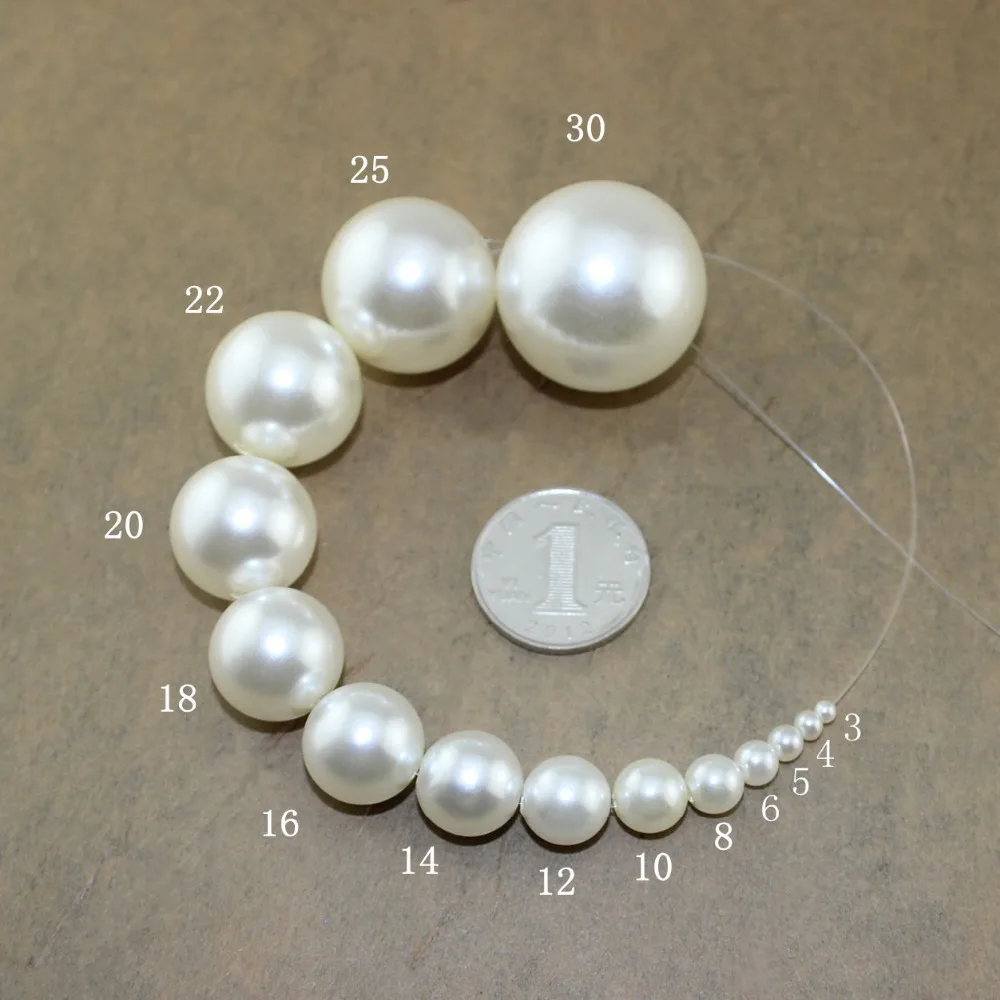 16MM straight holes ivory round imitation plastic pearl beads for jewelry accessories Beads & Jewelry Making 50pcs/pack