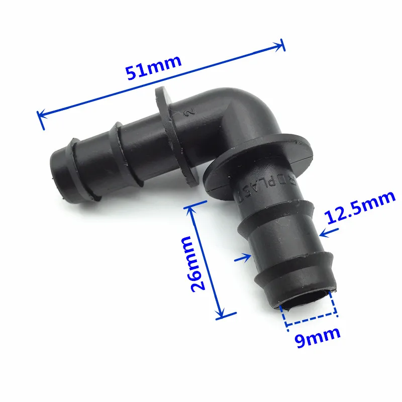 10pcs black 12 mm hose connector barb interfaces irrigation tool industrial equipment, pipes 90-degree steering components