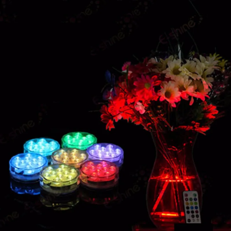 

RGB Remote Control LED Submersible Light Waterproof Candle Light Vases Base lights For Valentine's Day Xmas Party Decoration