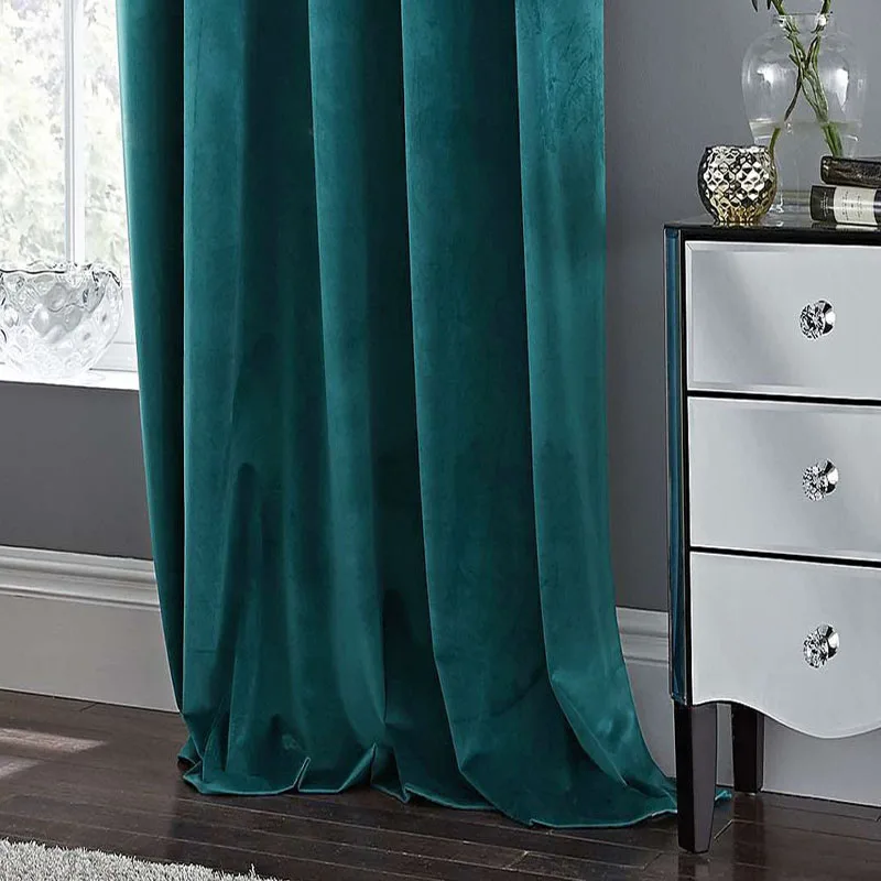 Rod Pocket Living Room Velvet Curtain Eyelet Ring pure color window curtain grommet top Velvet Curtains blackout Curtains drapes