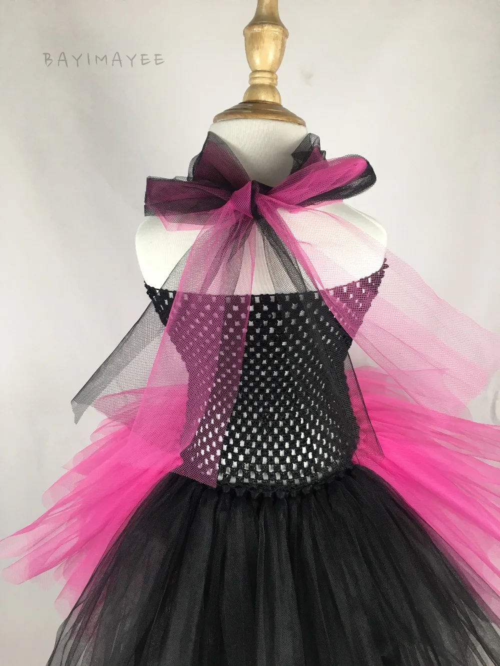 Girls Pink Tutu Dress Baby Fluffy Black Trailing Tulle Dress Kids Rock Cosplay Costume Tutus Children Birthday Party Dresses