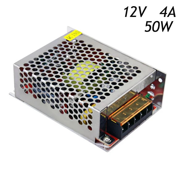 10Pcs/Lot 12V 4A 50W Switching Power Supply Driver For LED Strip 5050 3528 Non-waterproof AC110~220V to DC