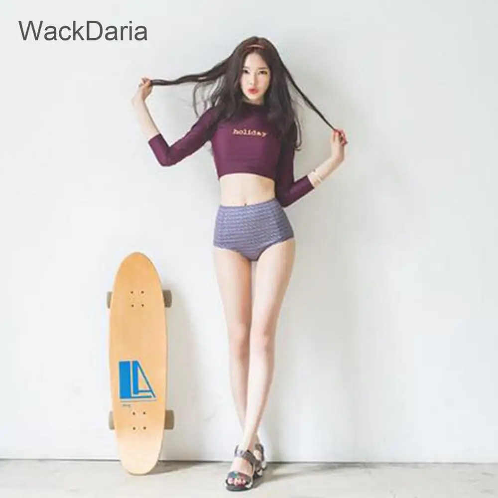 WackDaria NEW ARRIVAL LETTER Surf Rashguard Women Swimsuit Long Sleeve New Surfing  SEXY & SOFT Suits with high&best quailty