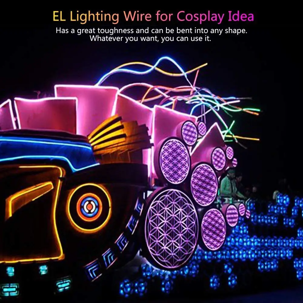 1M2M3M Neon Light Dance Party Decor Light string Neon LED lamp Flexible EL Wire Rope Tube Waterproof LED Strip + Controller