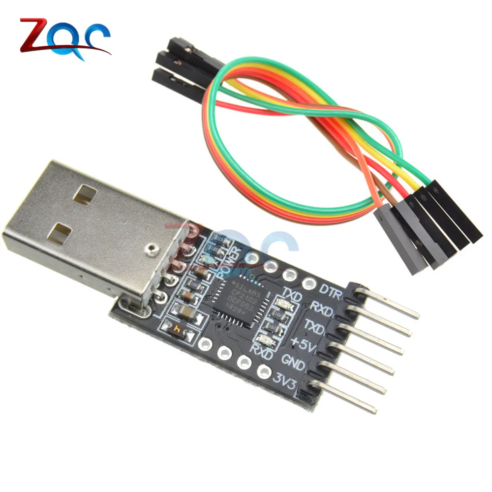 

CP2102 USB 2.0 to UART TTL Serial 6 PIN Converter Connector Module with 5 Pin Dupont Cable for Arduino