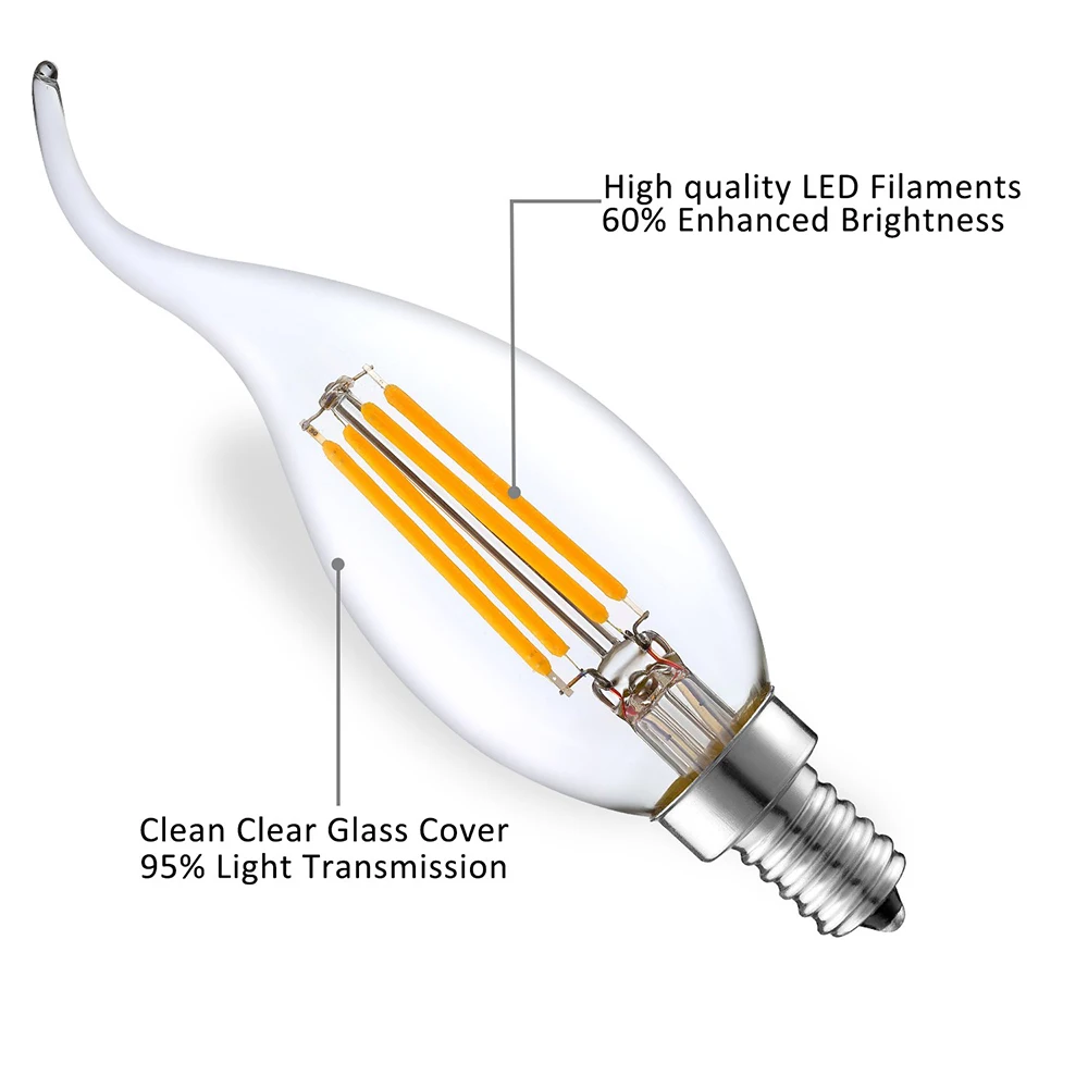 6 teile/los E14 LED Kerze Birne Edison Retro Filament Lampe Warm/Kalt Weiß 2W/4W/6W C35 Kronleuchter Licht