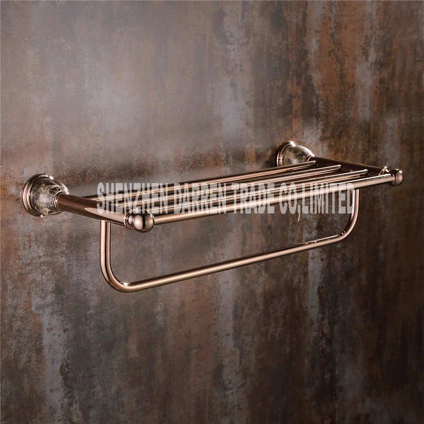 New Arrival Marble base towel rack rose gold full copper towel rack bathroom hardware pendant European towel rack Hot selling