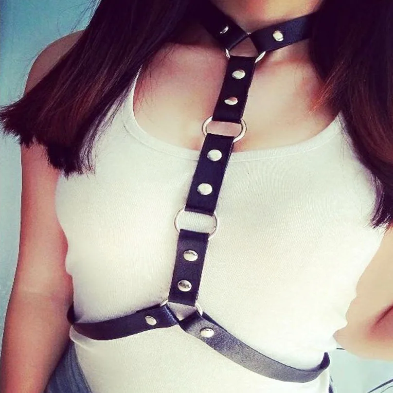 Vegan Leather Body Harness Sword Belt Cage Gothic Accessories  Women  Men Punk Goth Fashion Jewelry Cosplay Festival Outfit