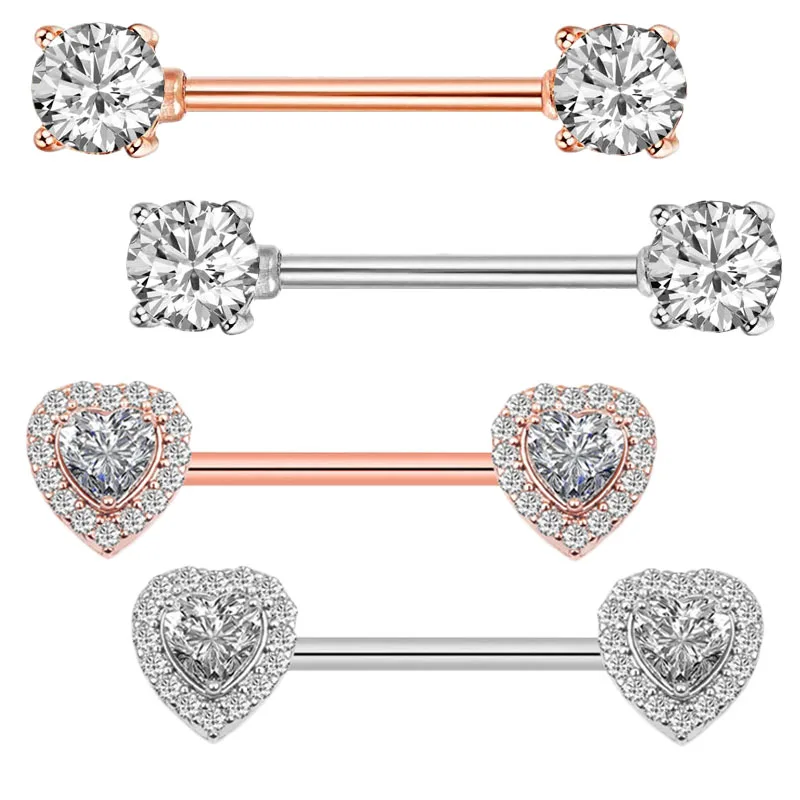 2Pcs Fashion High Quality Zircon Nipple Piercing Sexy Bars 316L Surgical Steel …