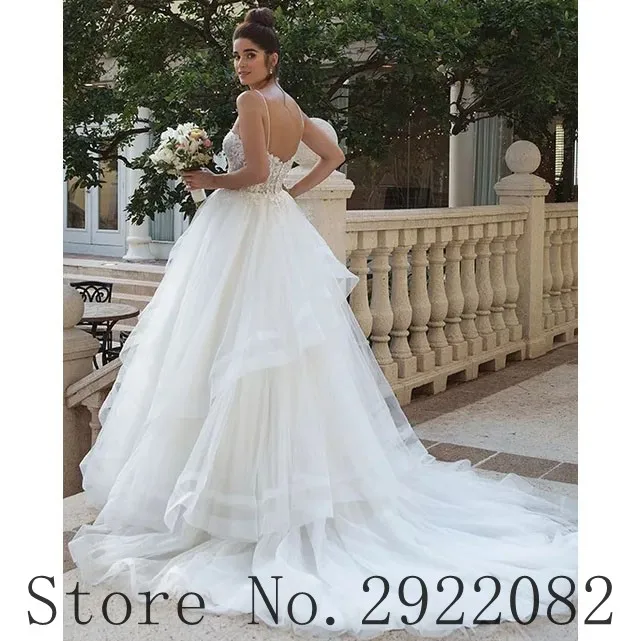 Vestido De novia 2022, tirantes finos, escote en forma De corazón, Apliques De encaje, corpiño, corsé, línea A, Vestido De novia De tul personalizado