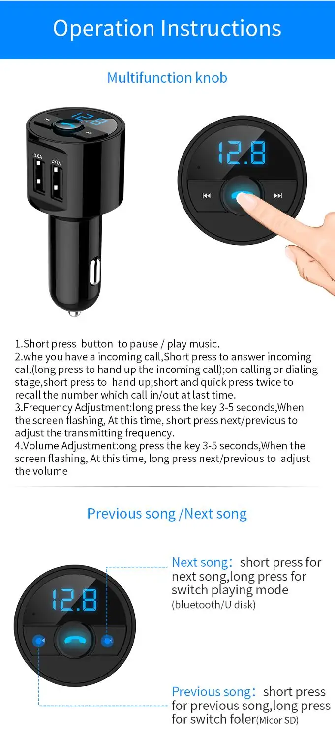 مشغل MP3 في السيارة بلوتوث حر اليدين/الهاتف إلى راديو FM الارسال BT28