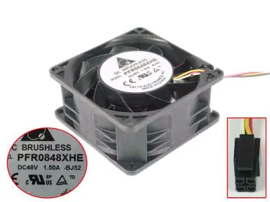 

Delta Electronics PFR0848XHE BJ52 DC 48V 1.50A 80x80x38mm 4-wire Server Cooling Fan