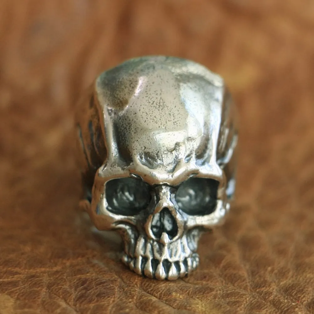 925 Sterling Silver Details Skull Ring Mens Biker Punk Ring TA102 US Size 7~15