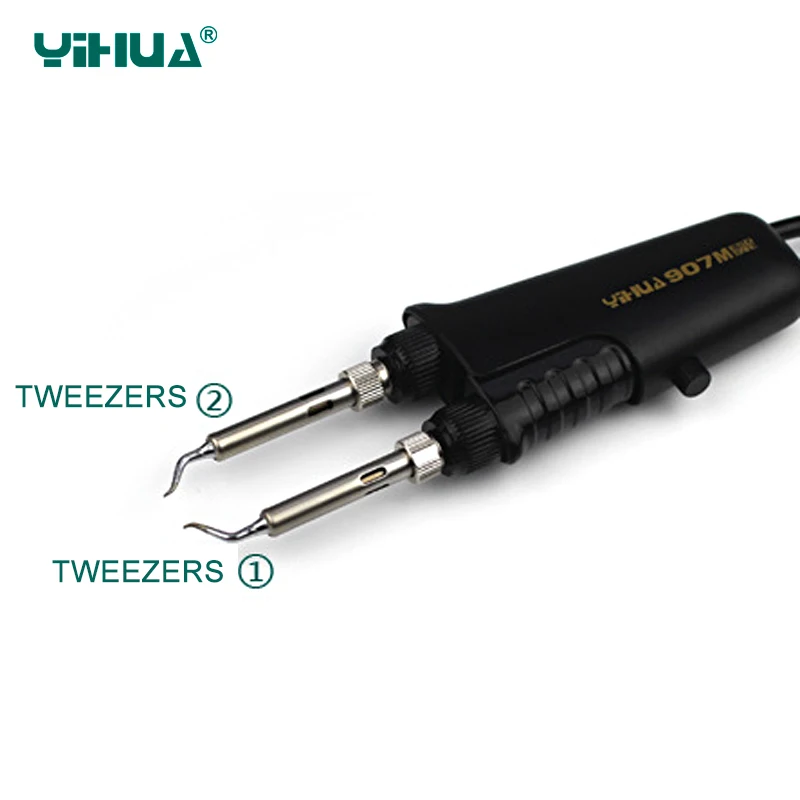 YIHUA 907M BGA Rework Staion SMD Soldering Iron SolderingTweezer High quality stainless steel metal heating core Double tweezers