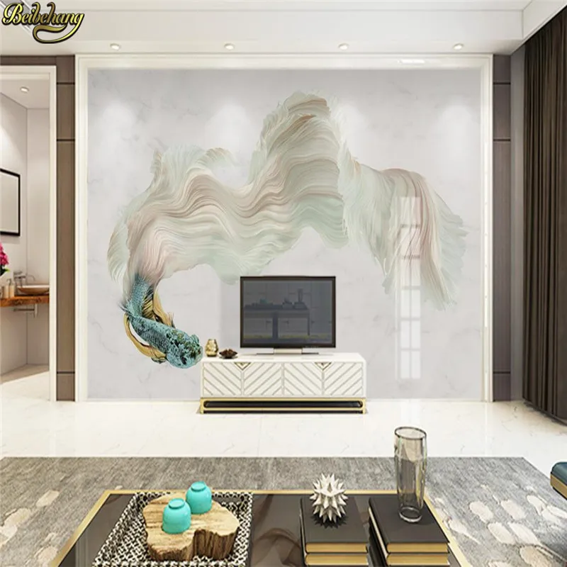 

beibehang custom Modern 3d flooring abstract guppies marble wallpaper background wall papers home decor living room decoration