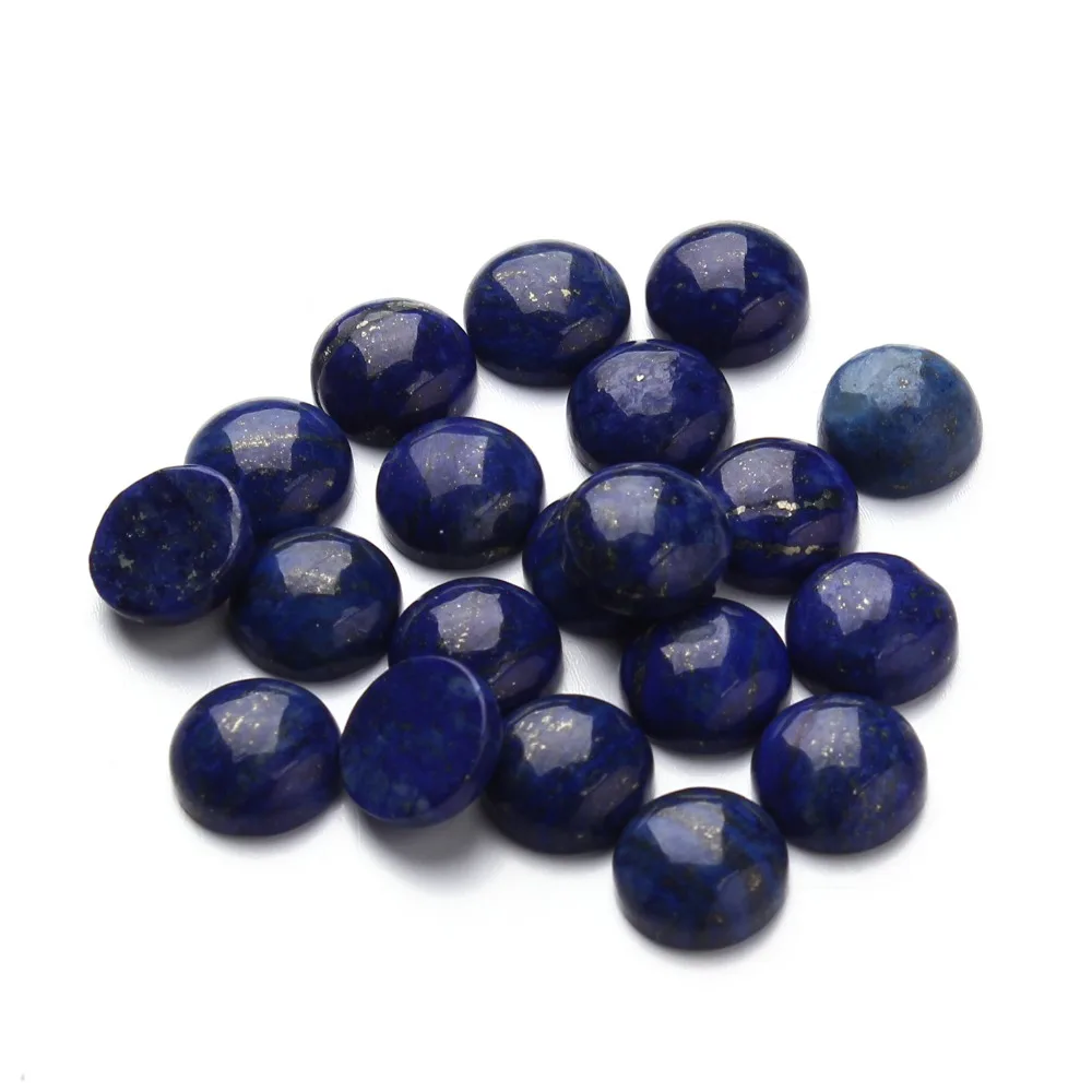 Wholesale 10pcs/lot Dia 4/6/8/10/12/14/16 mm Round Flat back Lapis Lazuli Stone Cabochons Beads for DIY Jewelry Making