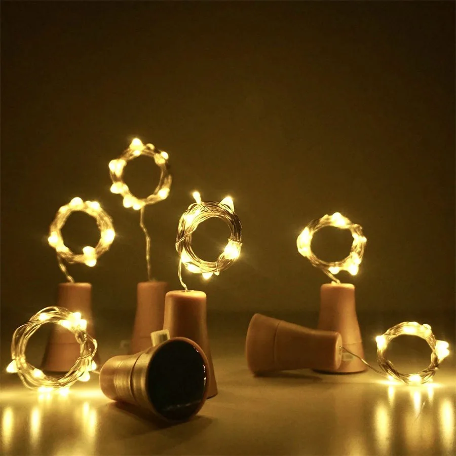 10pcs/lot Solar Powered Wine Cork Shaped Bottle Lights Waterproof Wine Fairy String Lights for DIY Home Wedding Party Decoration