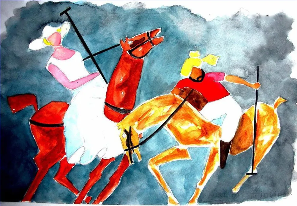 Handpainting Wall Art Unique Gift Abstract Islamic Portrait Paint Woman and Sardar Playing Polo religious Islam Art Oil Painting