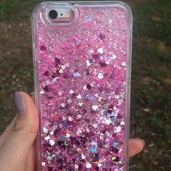 Glitter Liquid Quicksand Case For iPhone 5S SE2016 Bling Love Heart Phone Case For iPhone 6S 6 7 8 Plus X Girls Cute Back Cover