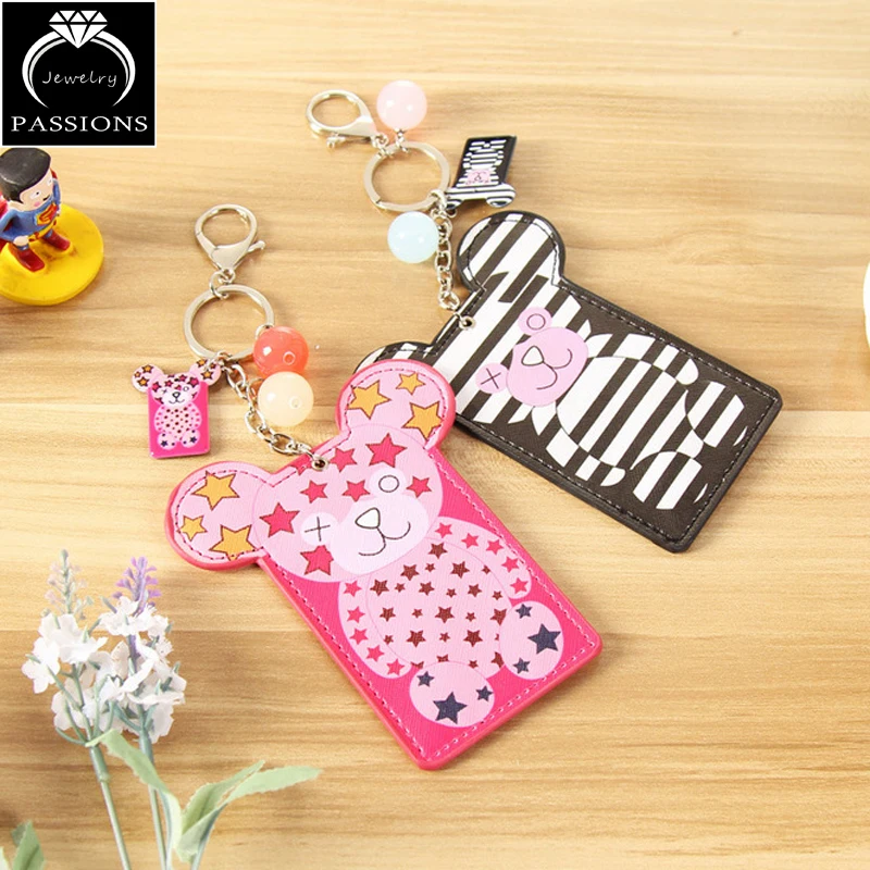 PASSIONS Fashion Hot Sale Lovely Bear Pattern Key Holder Lady's Credit Card Keyfob For Women Bag Pendant Decoration Keychain