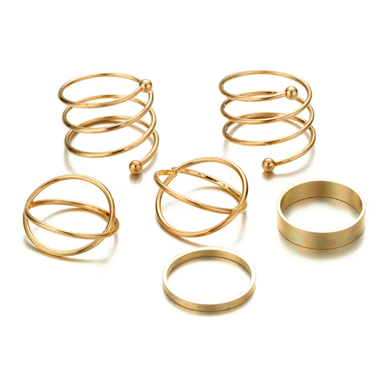 docona Trendy Round Circle Joint Midi Ring Sets for Women Bohemian Geometry Hollow Metal Finger Rings Jewelry Accessories 5562