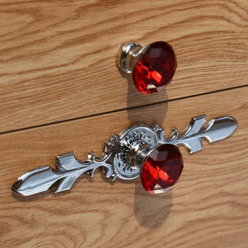 

170mm modern fashion deluxe rhinestone Win cabinet dresser door handles red purple blue clear crystal drawer knobs pulls silver