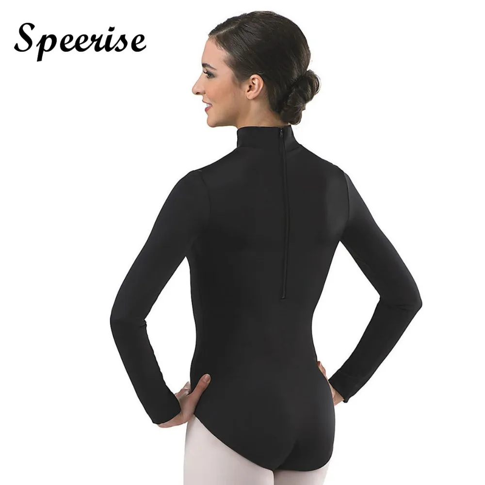 Speerise Adult Turtlenect Long Sleeve Gymnastics Leotards  Spandex Ballet Dance BodySuit