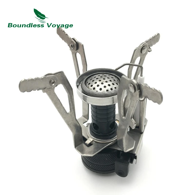 Boundless Voyage 3000W Pocket Gas Stove Camping Mini Stove Aluminum Alloy Stove with Ignition Outdoor Picnic Ultralight Cookwar