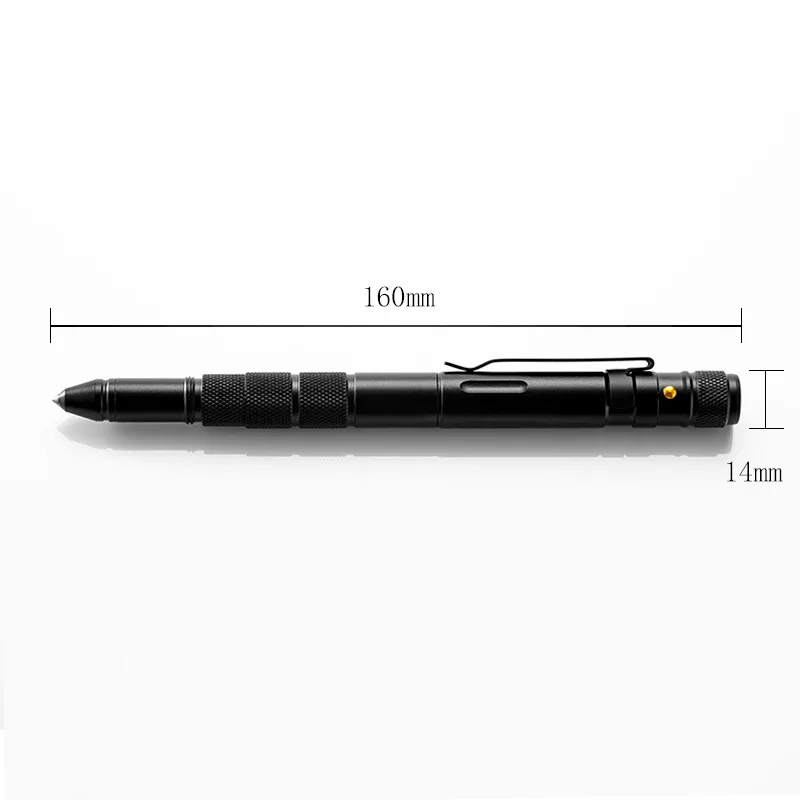 Multi-Function Self Defense Tactical Pen Emergency Flashlight Strobe Bottle Opener Glass Breaker Waterproof Storage Case