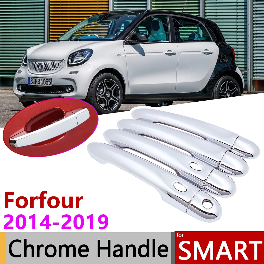 

for Smart Forfour Mercedes W454 2009~2019 Chrome Door Handle Cover Car Accessories Stickers Trim Set 2010 2012 2015 2017 2018