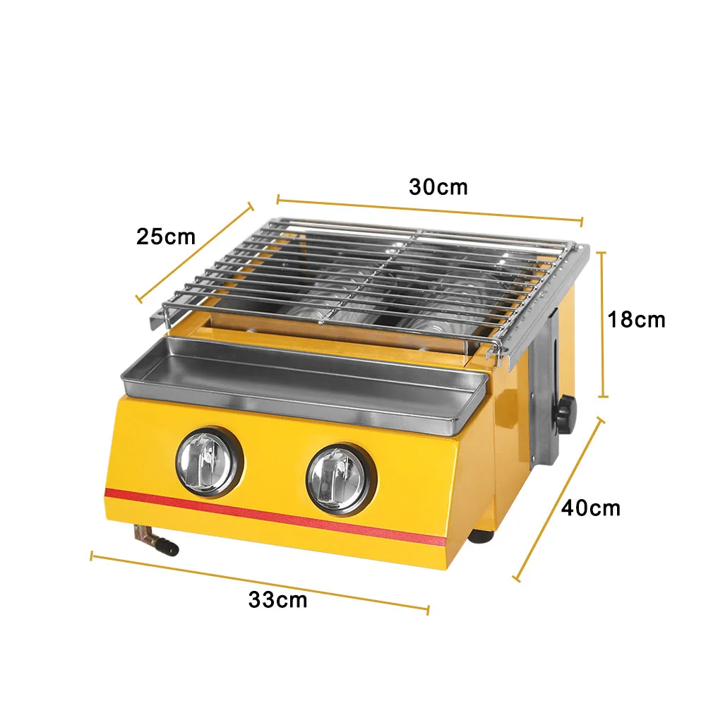 GZZT BBQ Grill 2 Burners Smokeless Spray Paint for Kebab Meat Seafood Glass Stove Shield Outdoor Grill Camping Party Stove