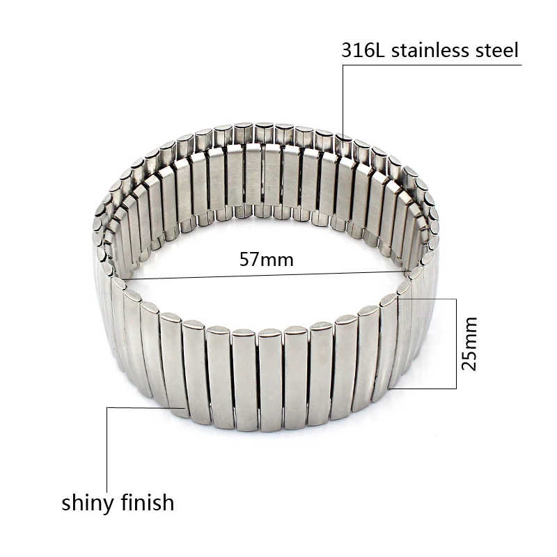 Stainless Steel Fashion Jewelry Bangle Bracelets Casual Women Mens Silver Color Wide Elastic Bracelets Wholesale