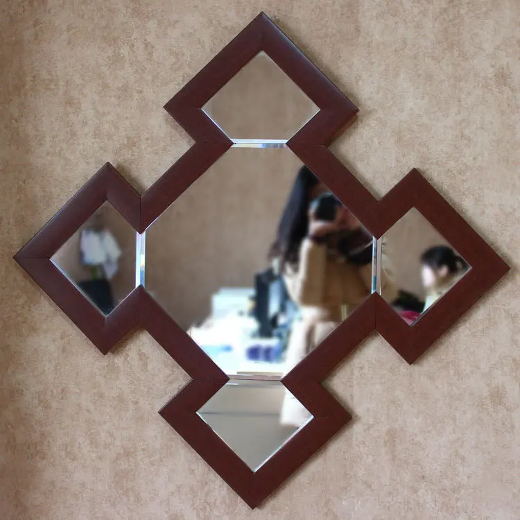 83cmx83cm Big Wood Bathroom Mirror Polygon Template Mirror Wall Hanging Dining Room mirror