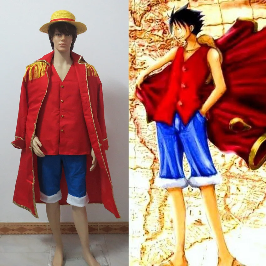 

Theatrical Edition Luffy Red Cloak Cosplay Costume Halloween Party Christmas Uniform Custom Made Any Size